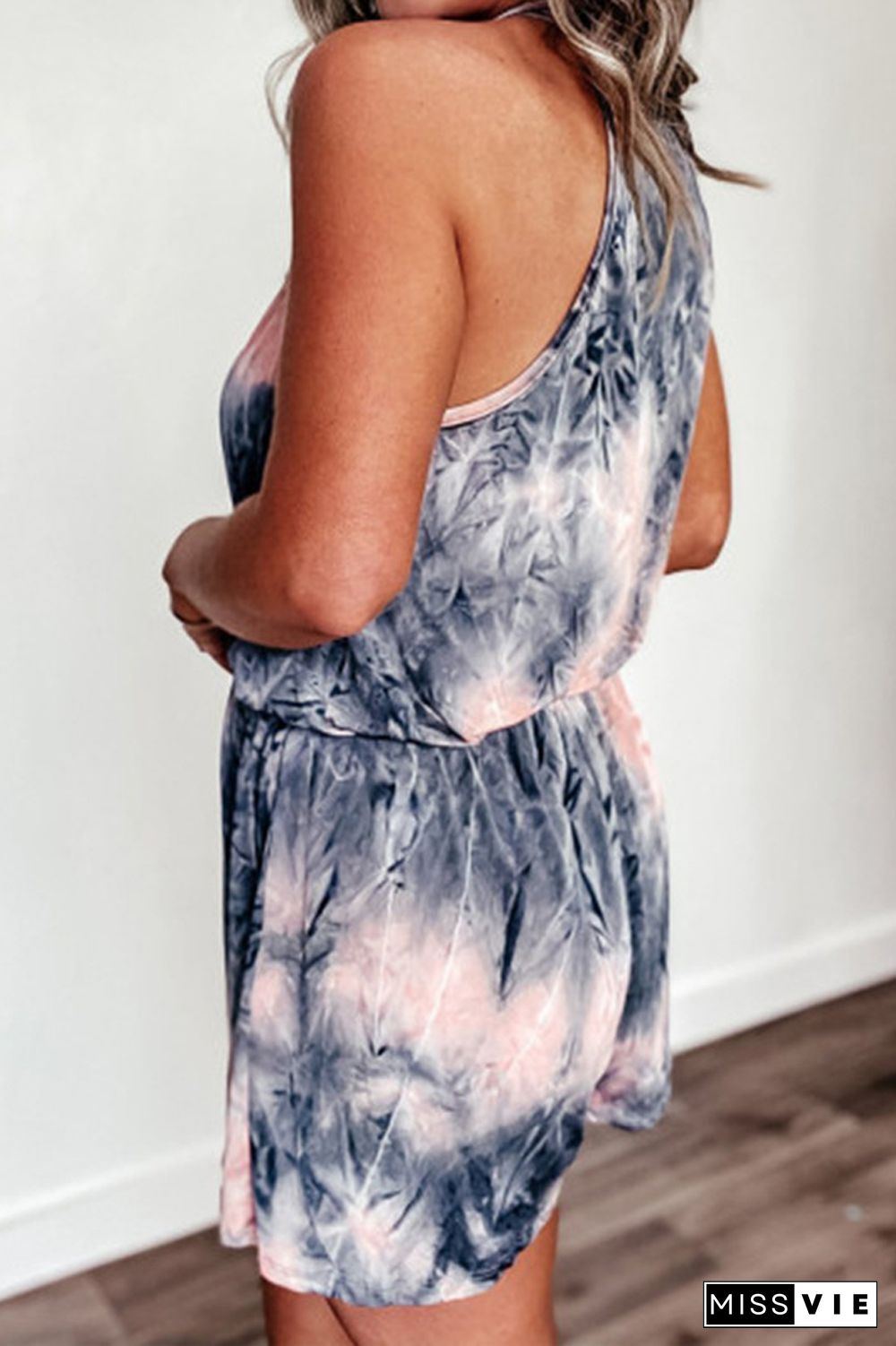 Halter Tie Dye Wrap Sleeveless Romper