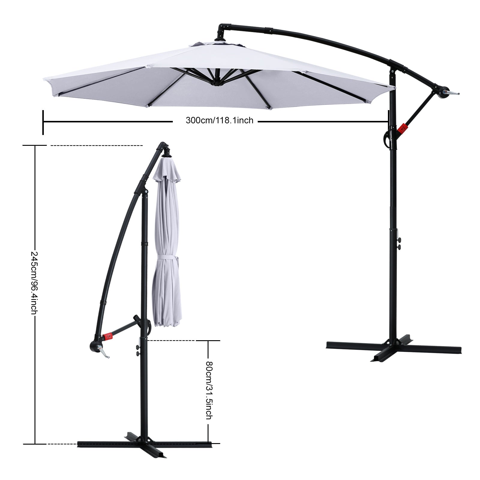 ABCCANOPY 10 FT Patio Umbrellas with Crank & Cross Base for Garden, Backyard, Pool and Beach, 12+ Colors(Light Gray)