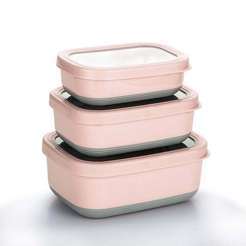 Lille Home Premium Leakproof Stainless Steel Food Containers/Bento Lunch Box With Anti-Slip Exterior， Set of 3， 470ML， 900ML， 1.4L