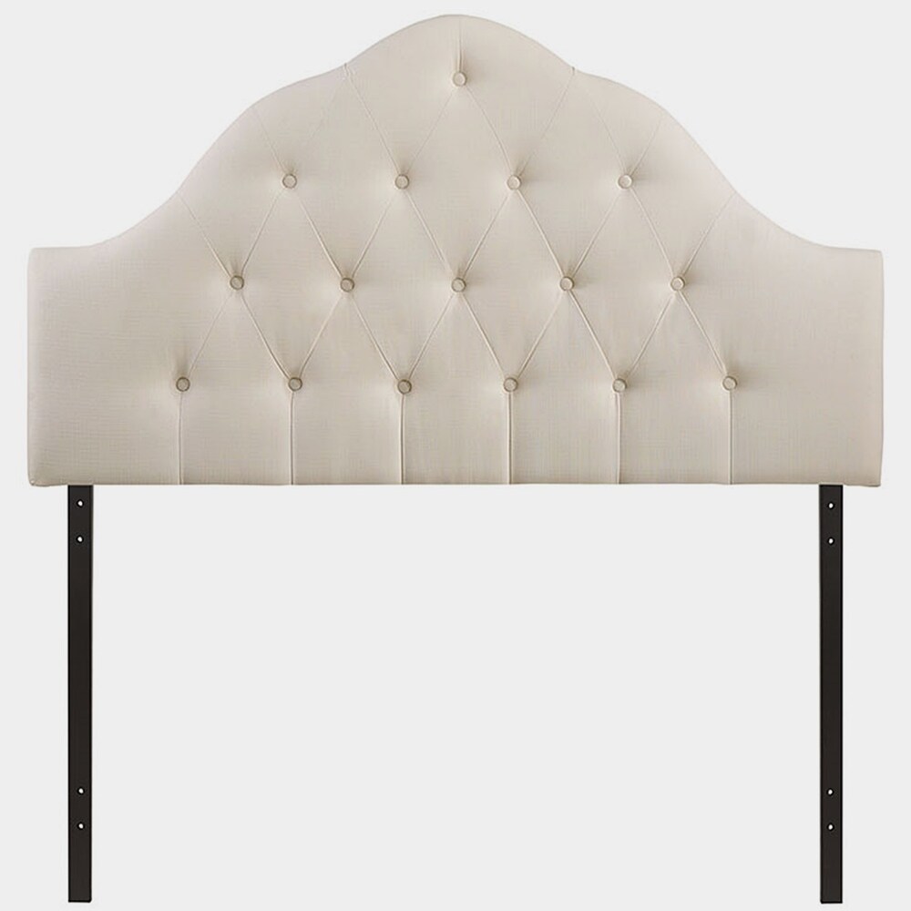 Brighton Full Size Ivory Fabric Upholstered Button Tufted Headboard