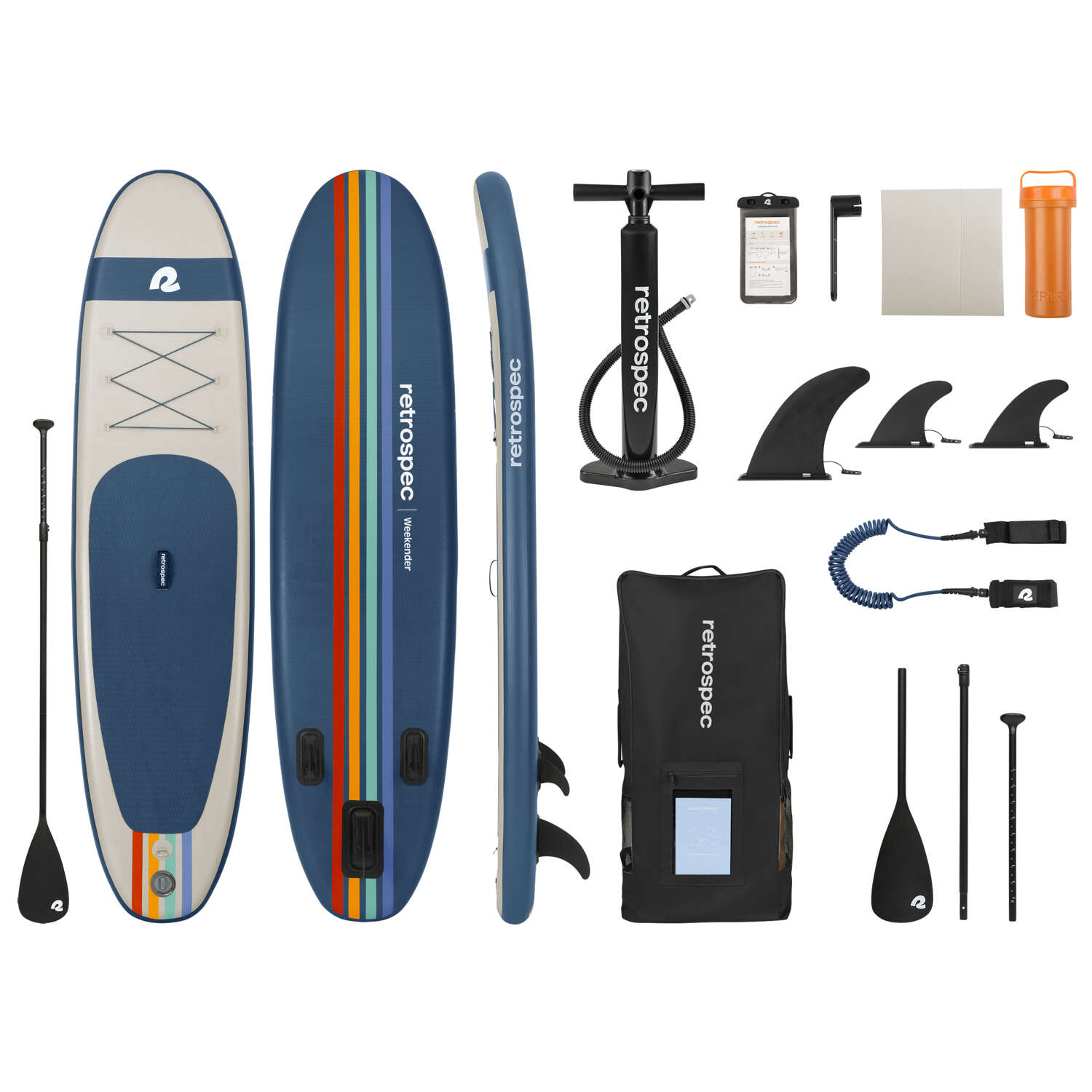 Retrospec Weekender PVC Inflatable Navy Zion Weekender Paddleboard 6 in. H X 30 in. W X 10 ft. L