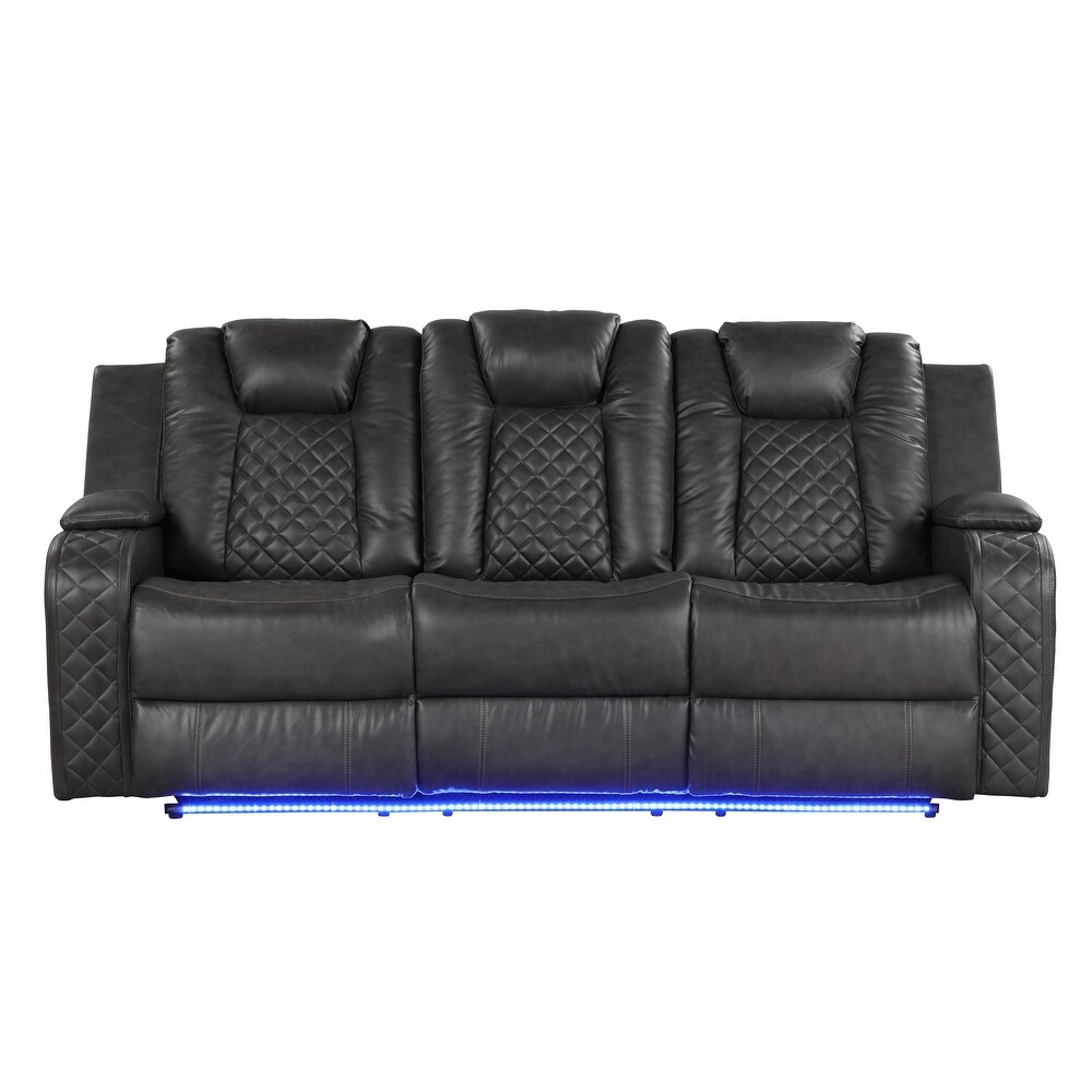 Benz Power Reclining Sofa with Built in USB   Bottom Lights LED Made in Faux Leather