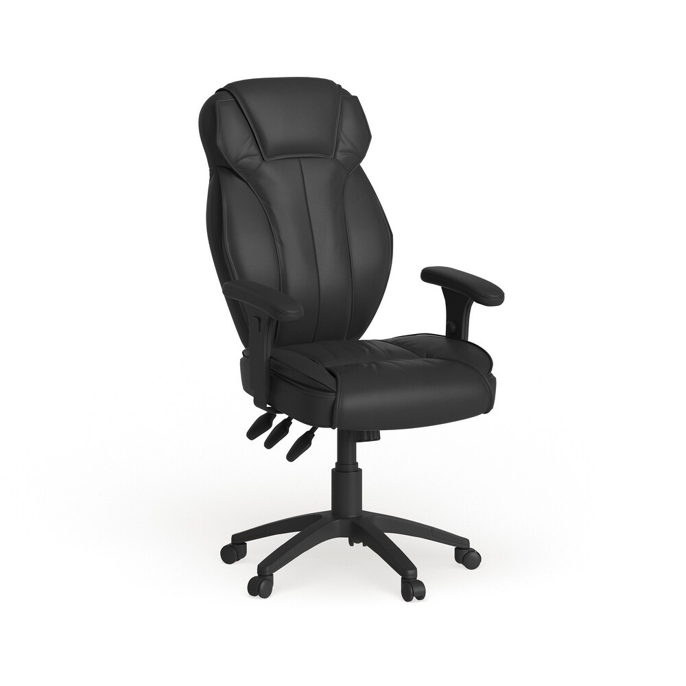 High Back LeatherSoft Multifunction Executive Chair w/Lumbar Support Knob