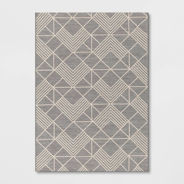 Geo Dimensional Tapestry Rectangular Woven Outdoor Area Rug Gray