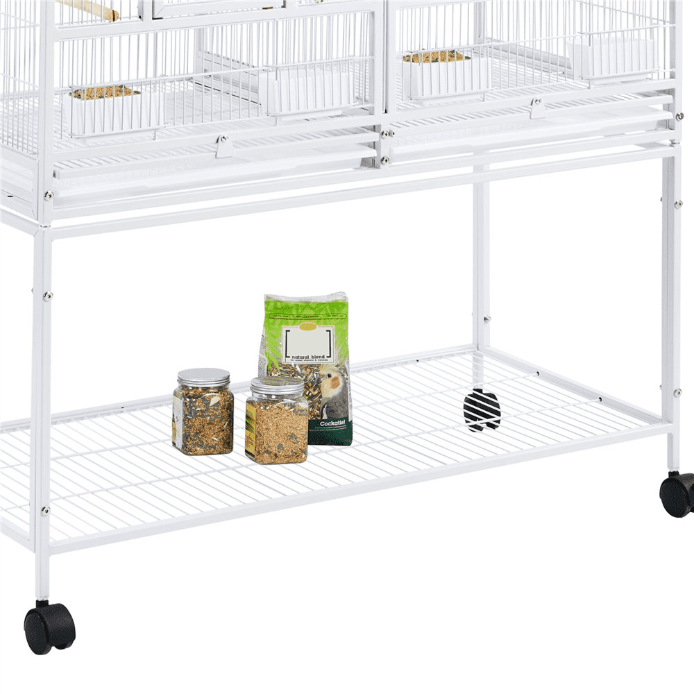 Easyfashion Rolling Bird Stackable Divided Breeder Cage for Small Birds， White