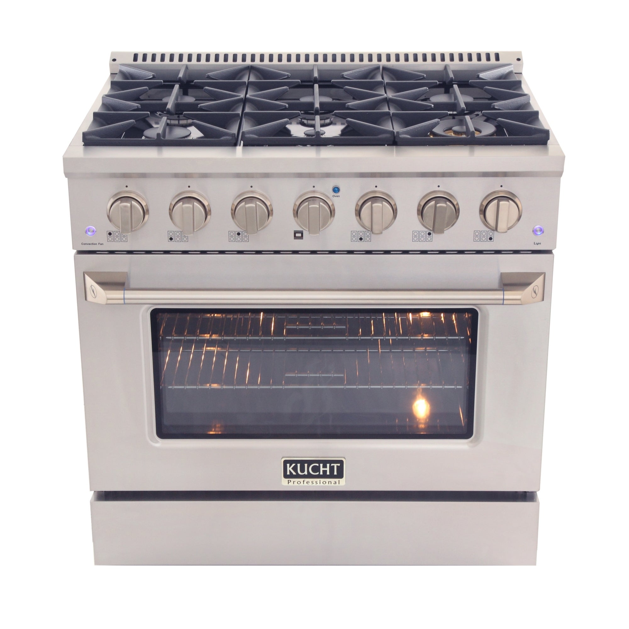 36 in. 5.2 cu. ft. Dual Fuel Range for Propane Gas with Sealed Burners and Convection Oven in Stainless Steel