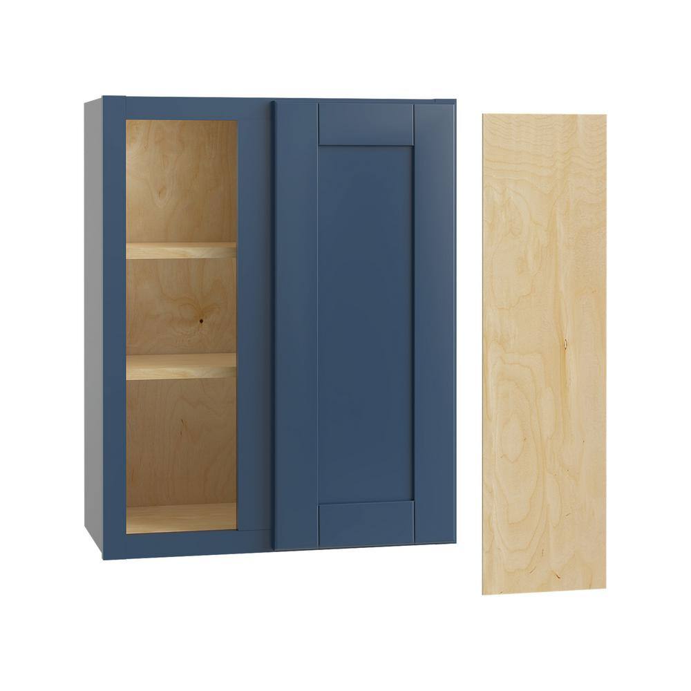 Contractor Express Cabinets Vessel Blue Shaker Stock Assembled Plywood Wall Corner Kitchen Cabinet Soft Close L (27 in. x 30 in. x 12 in.) WBCU2730L-XVB