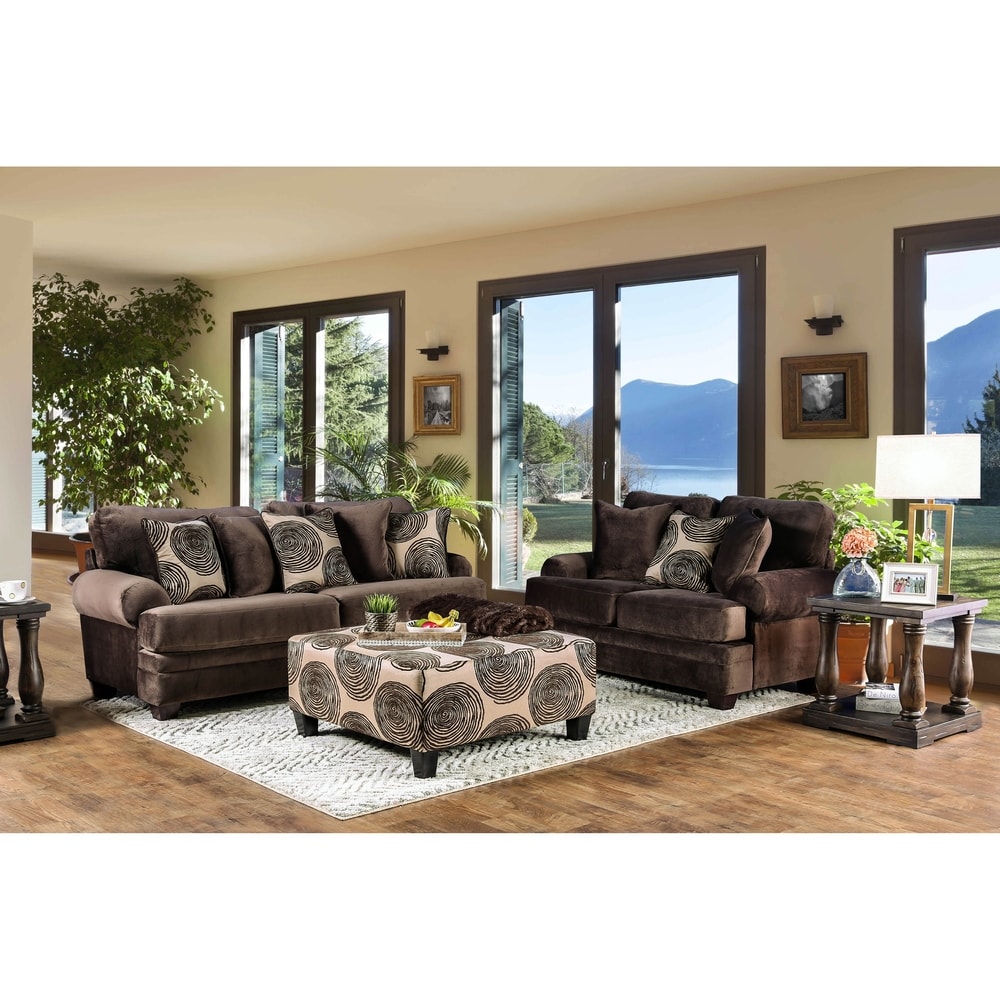 Jeta Contemporary Microfiber 3 Piece Living Room Set by Furniture of America