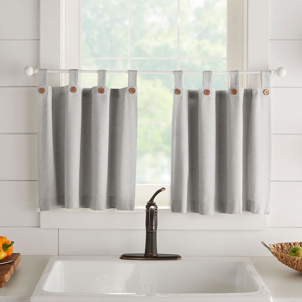 Tucker Solid Button Kitchen Curtain Tier Set