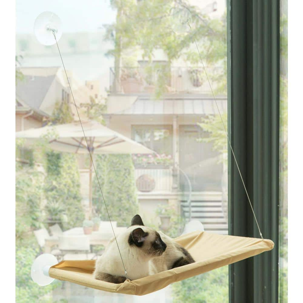 PAWSMARK Window Mounted Window Perch Cat Resting Bed Hanging Seat Shelf Pet Hammock QI003727