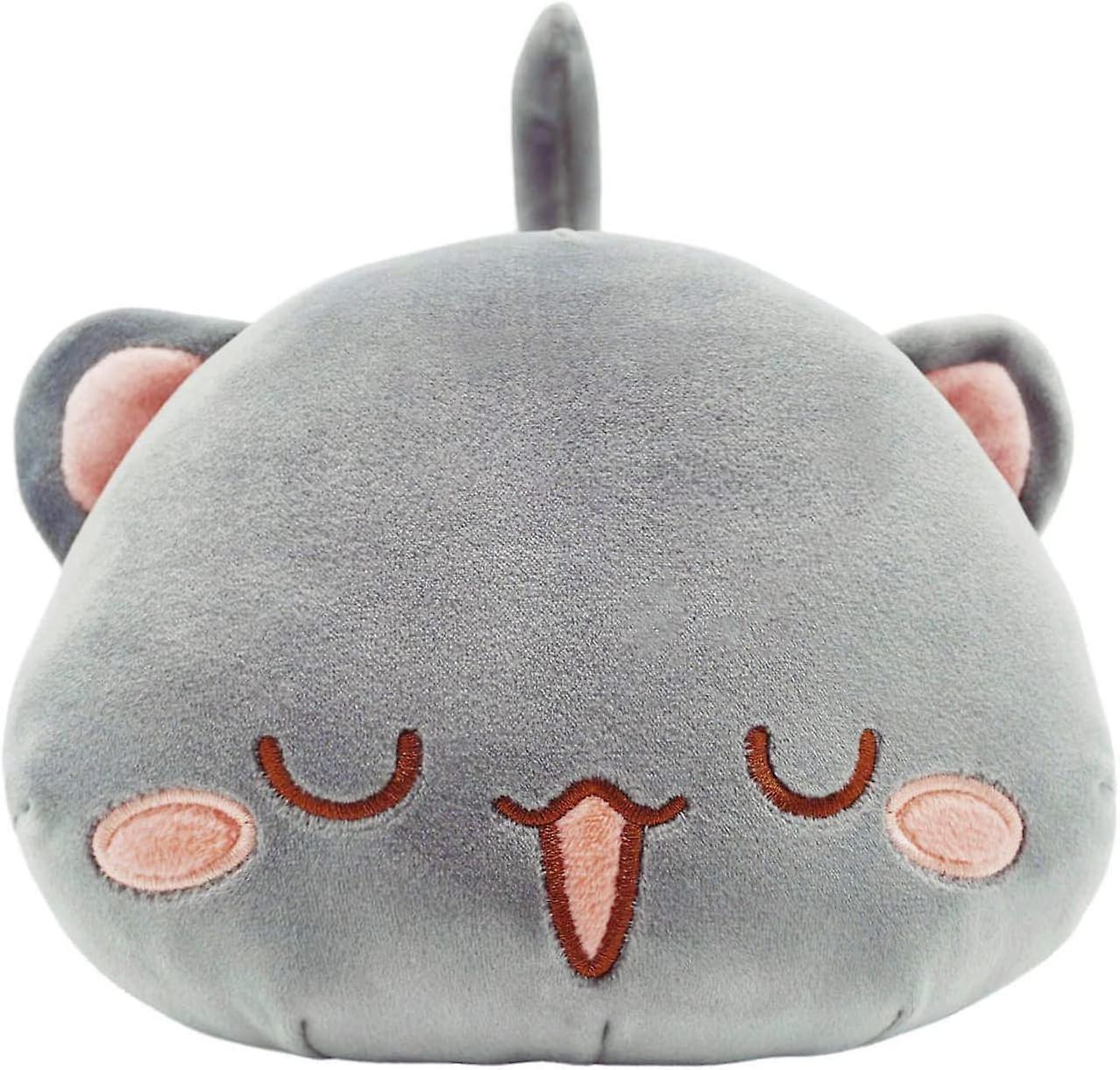 Cute Kitten Plush Toy Stuffed Animal Pet Kitty Soft Anime Cat Plush Pillow For Kids (gray B， 12