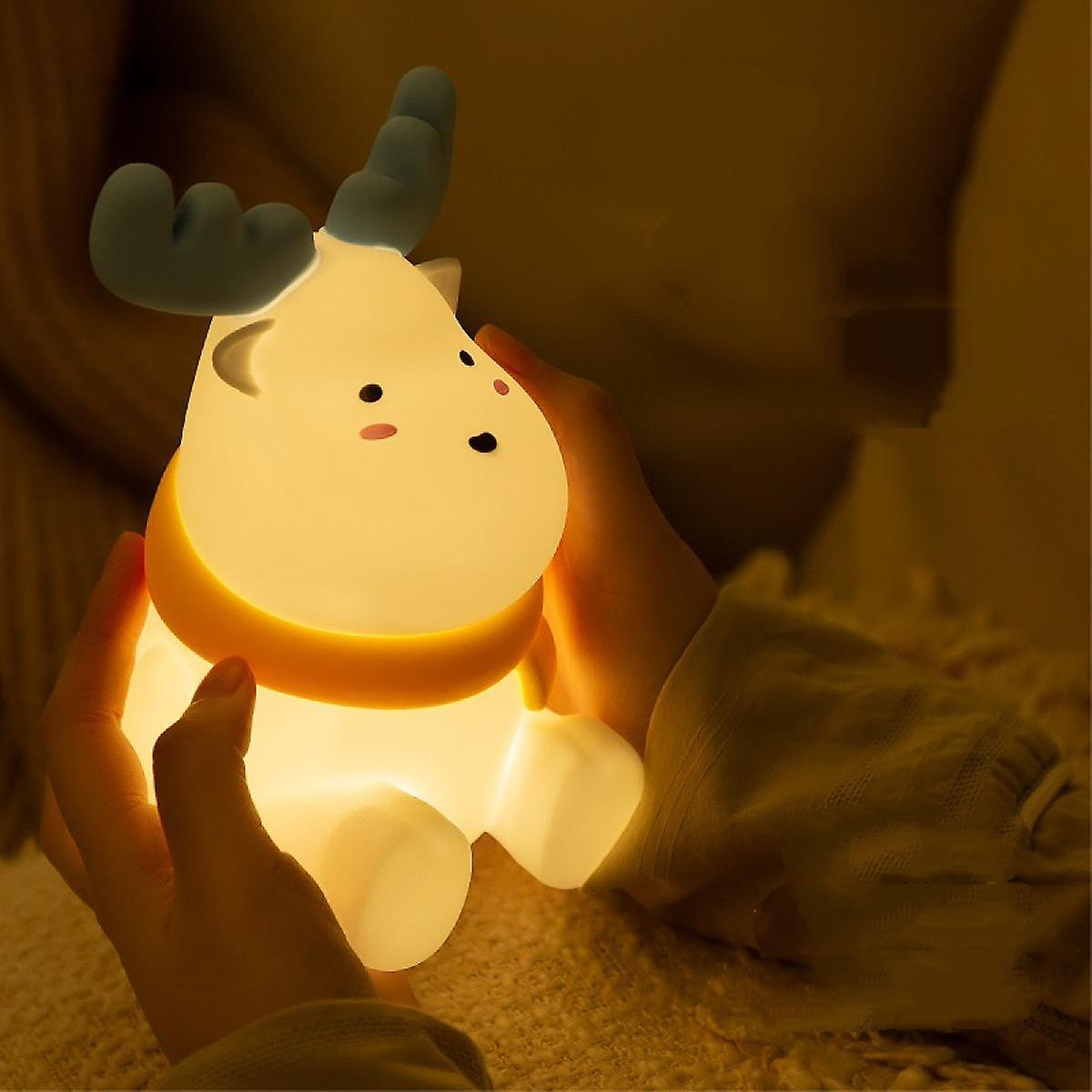 Cute Animal Night Light Led Nursery Lamp Baby Nightlight Rechargeable Night Lamp Birthday Gifts For Children Boys Girls Bedroom Decor (deer)