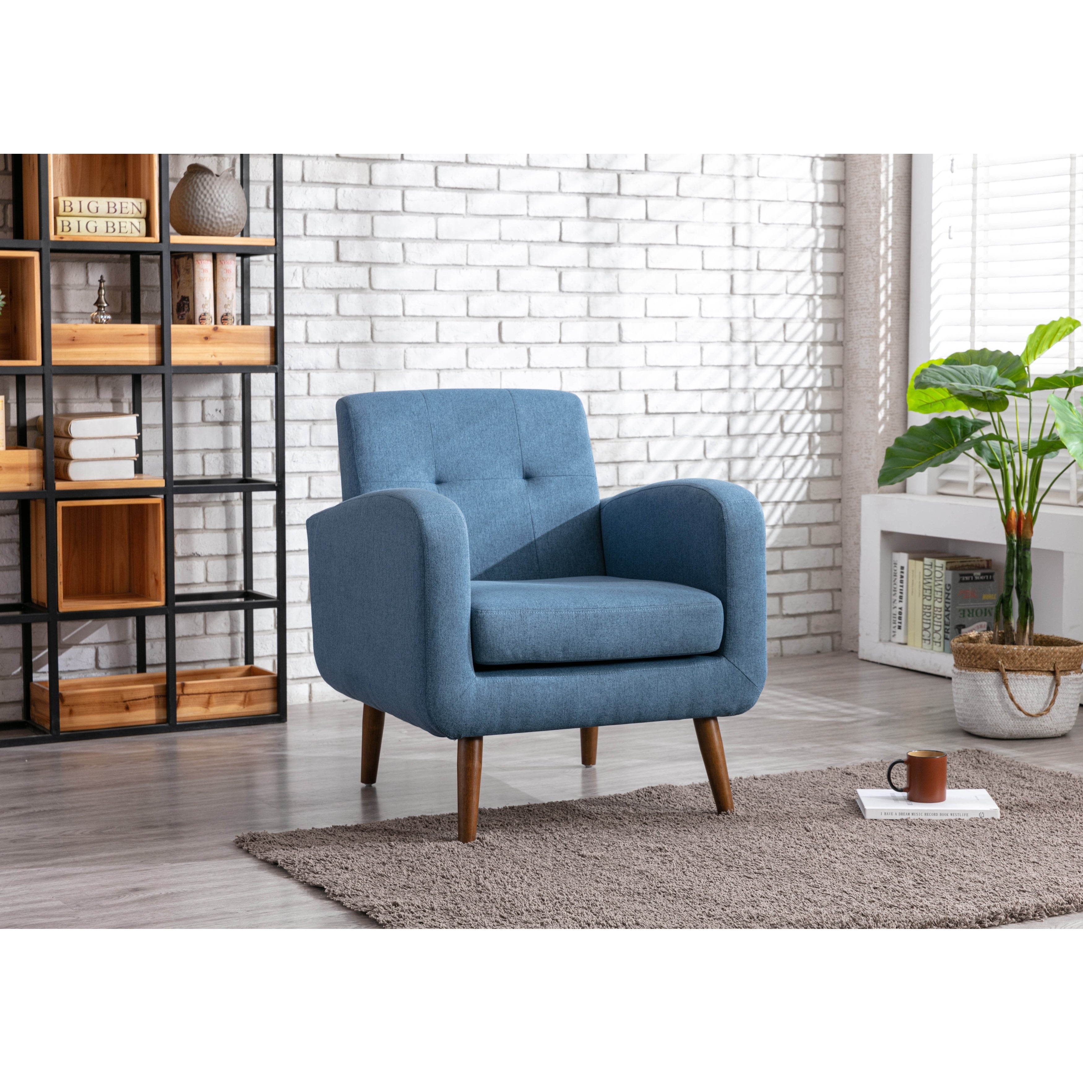 Porthos Home Suri Accent Chair， Fabric or PU Upholstery， Rubberwood Legs