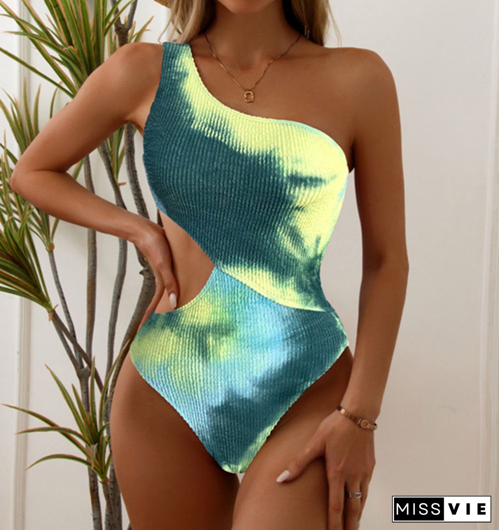 Wrinkle Sexy One-piece Shoulder Off Bikini