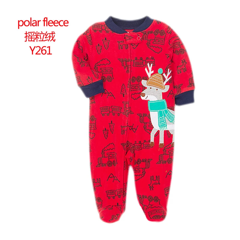 Docinmom 2023 Baby Warm Clothes Fleece Romper Cartoon Fox Unicorn Dinosaur Sleepwear New Born Bebe Clothing Jumpsuit Coverall