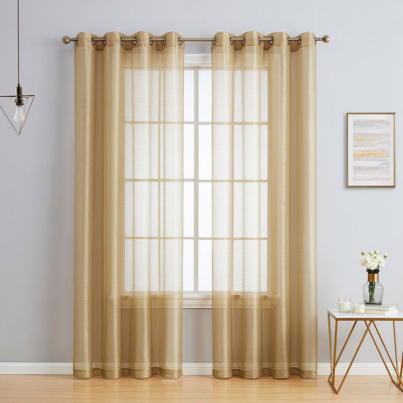 THD Basics 2 Piece Semi Sheer Voile Window Curtain Drapes Grommet Top Panels - Set of 2 panels