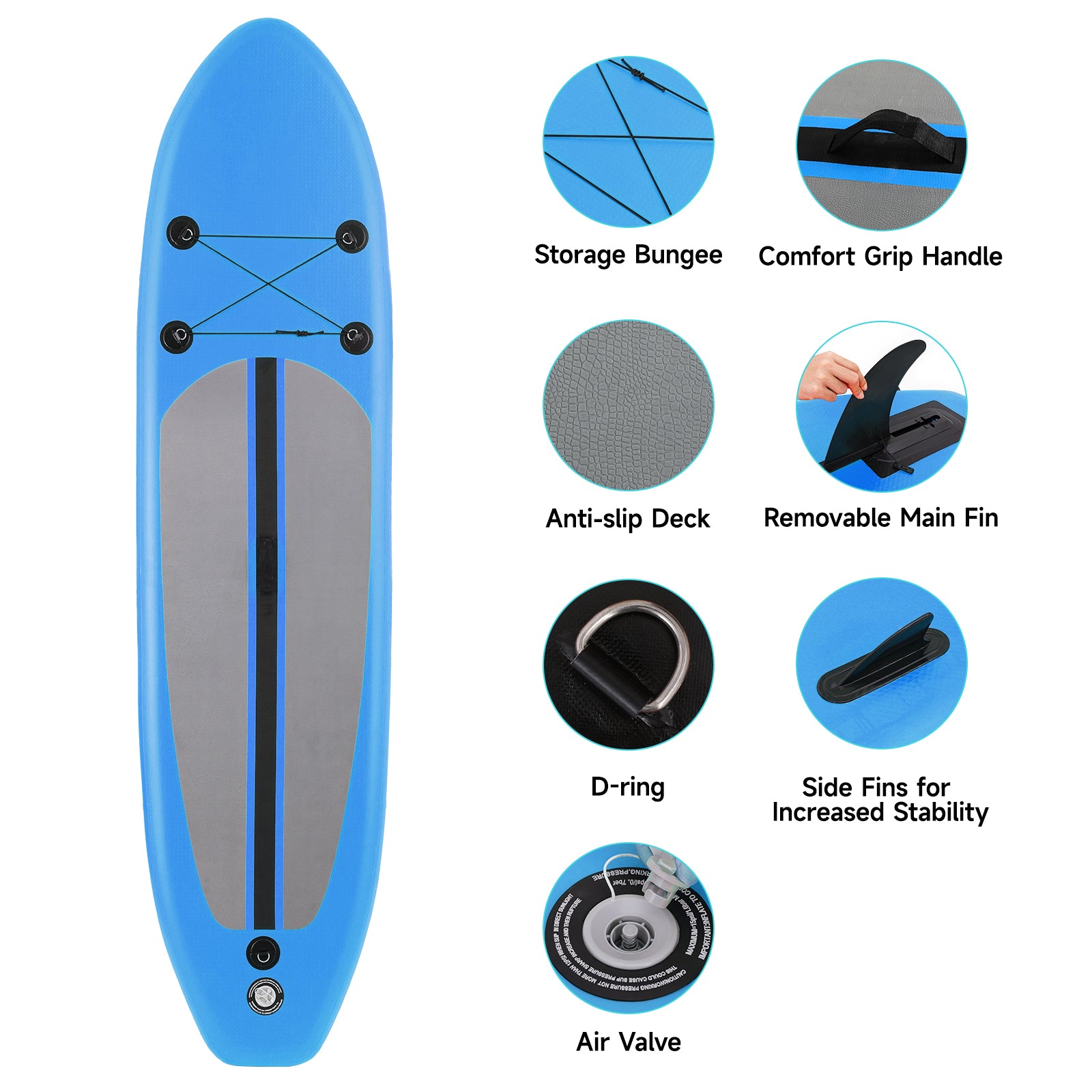 10FT Inflatable Paddleboard with Double Action Pump,  Adjustable Paddle, SUP Accessories and Carry Bag