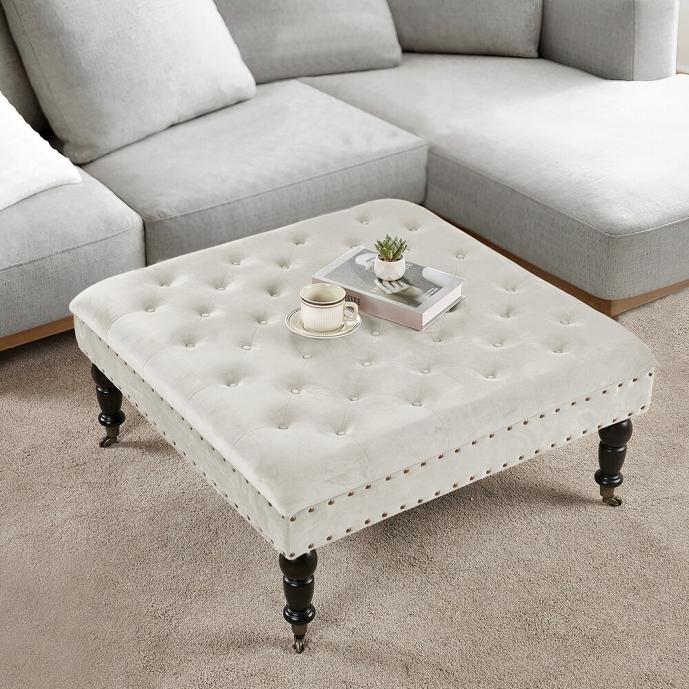 Home Soft Things Supersoft Tufted Coffee Table Ottoman   33\