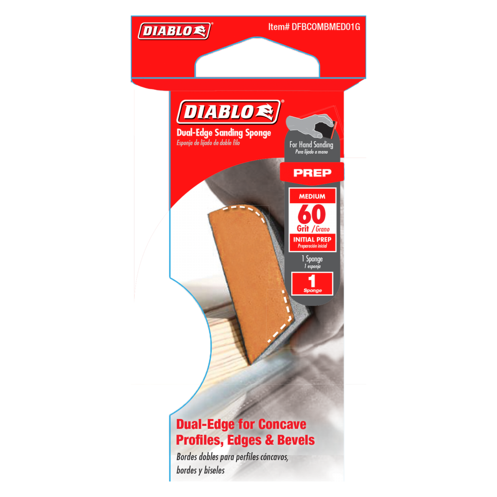 Diablo Tools Dual Edge Sanding Sponge 60 Grit Medium