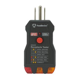 Southwire 120-Volt AC Receptacle Tester with Push-Button GFCI Test 65032040