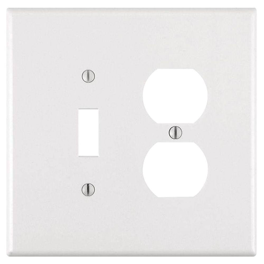 Leviton White 2-Gang 1-Toggle1-Duplex Wall Plate (1-Pack) R62-88105-00W