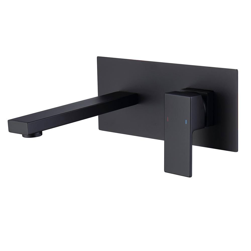 Fapully Modern Single Handle Wall Mount Bathroom Faucet in Matte Black FN-0020B