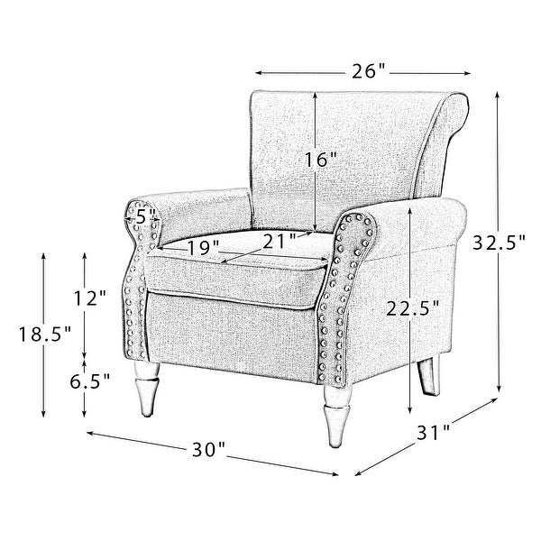 Nyctelius Upholstered Comfy Accent chair with Classic Turned Wooden Legs and Nailhead Trim by HULALA HOME