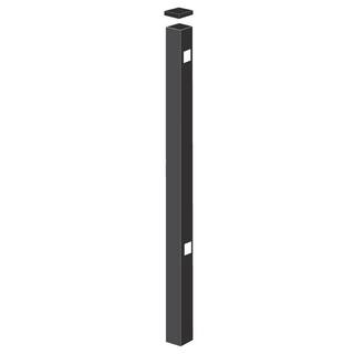 Barrette Outdoor Living Beechmont Heavy-Duty 2-12 in. x 2-12 in. x 5-78 ft. Black Aluminum Fence Gate Post 73009239