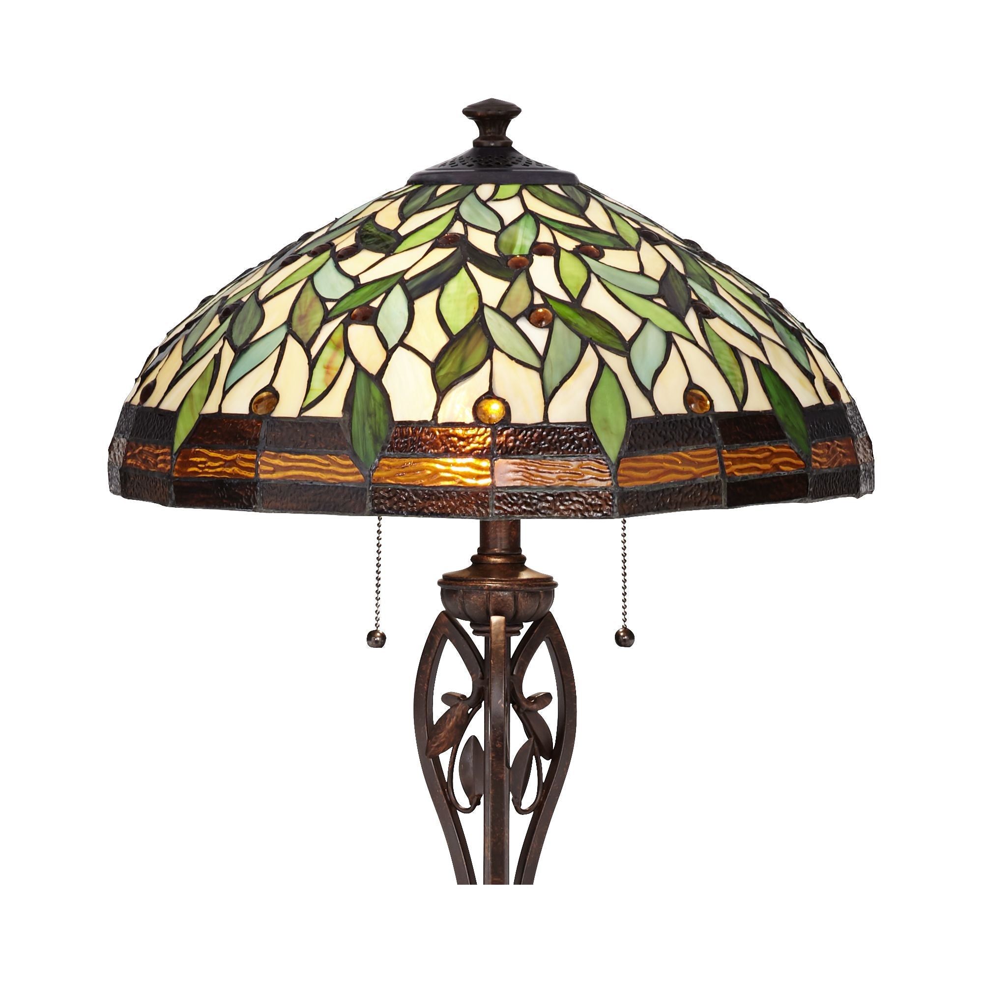 Robert Louis Tiffany Traditional Floor Lamp 60" Tall Bronze Tiffany Style Leaf Pattern Stained Glass Shade for Living Room Reading Bedroom