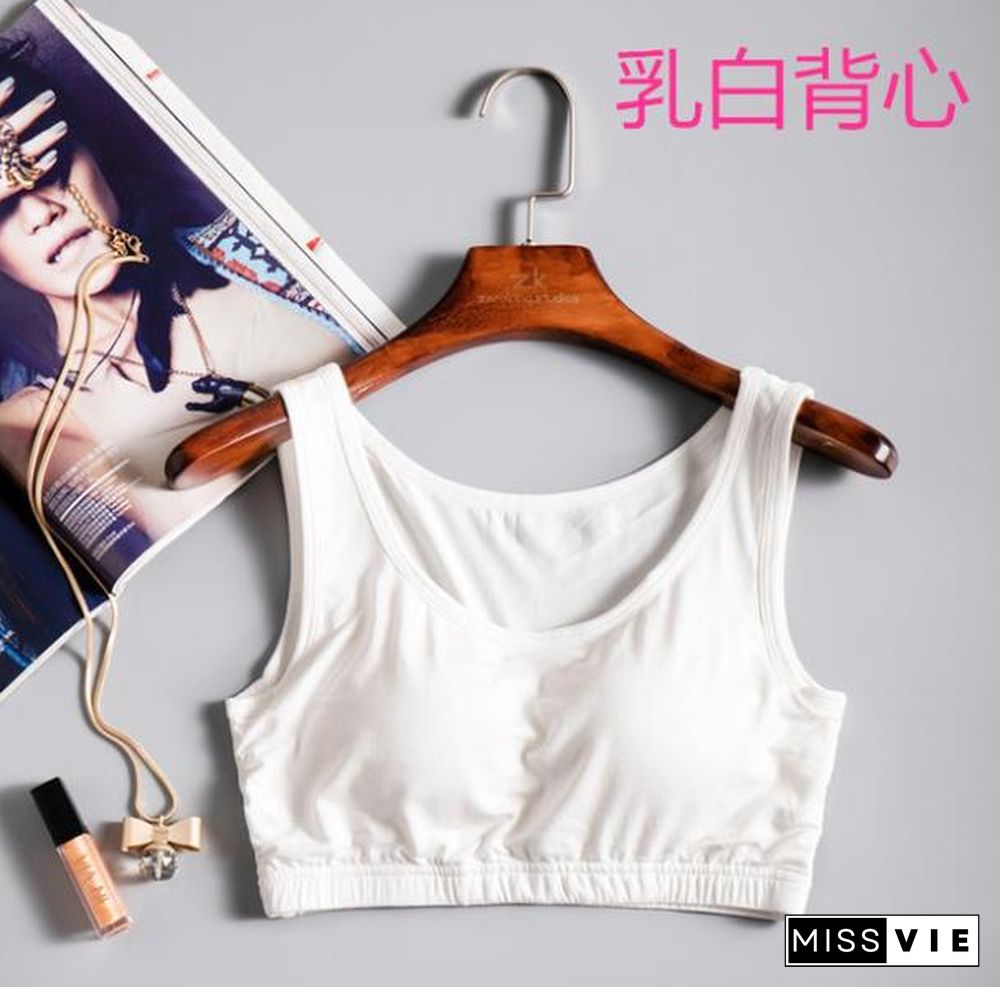 New Modal Non Steel Ring Underwear Integrated With Chest Pad Suspenders Vest Bra Sports Underwear Tube Top Short Vest Camisole