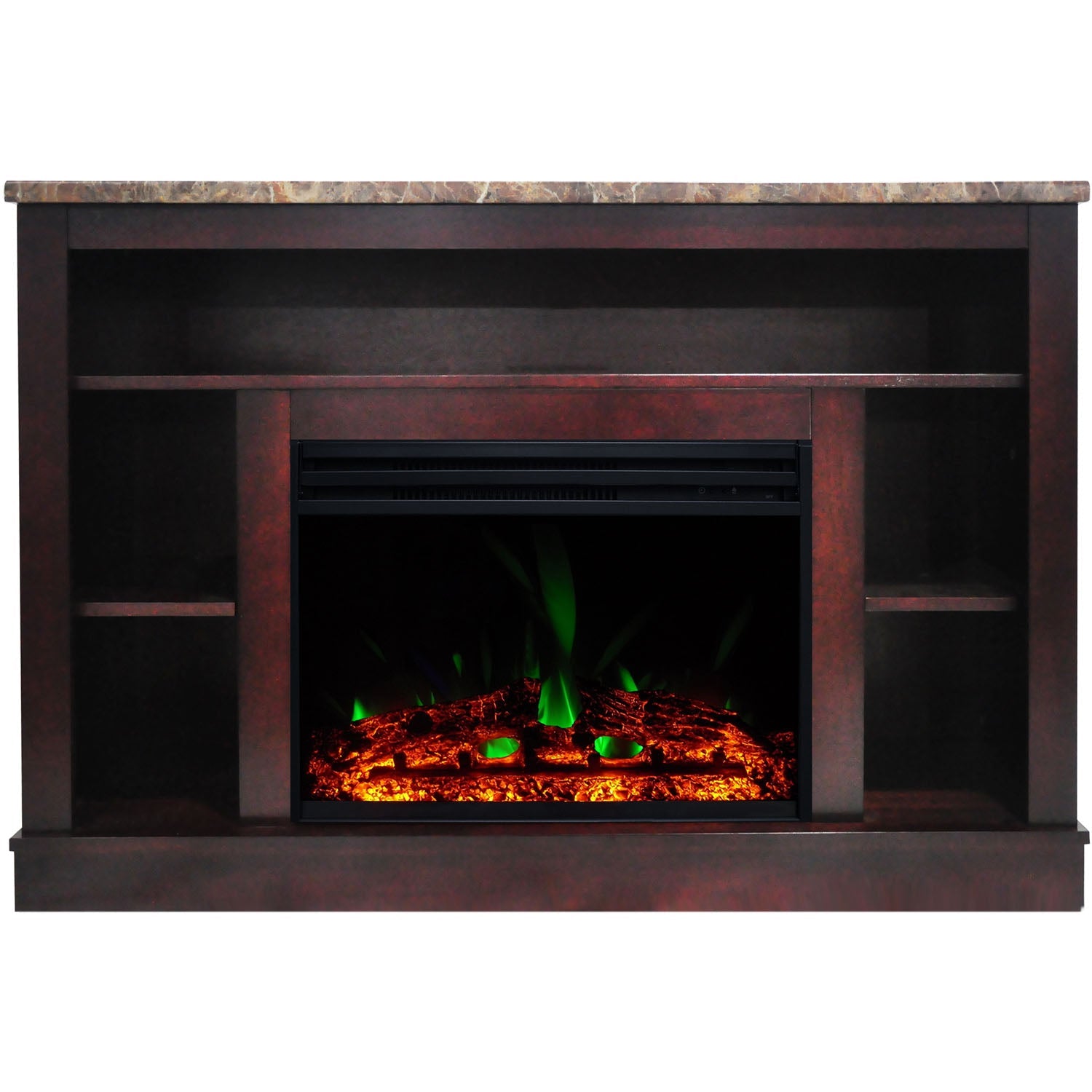 Cambridge Seville 47'' Freestanding Electric Fireplace with Remote| Multi-Color Flame| Log Insert | Mahogany Mantel | For Rooms up to 210 Sq.Ft. | Adjustable Heat Settings | Timer