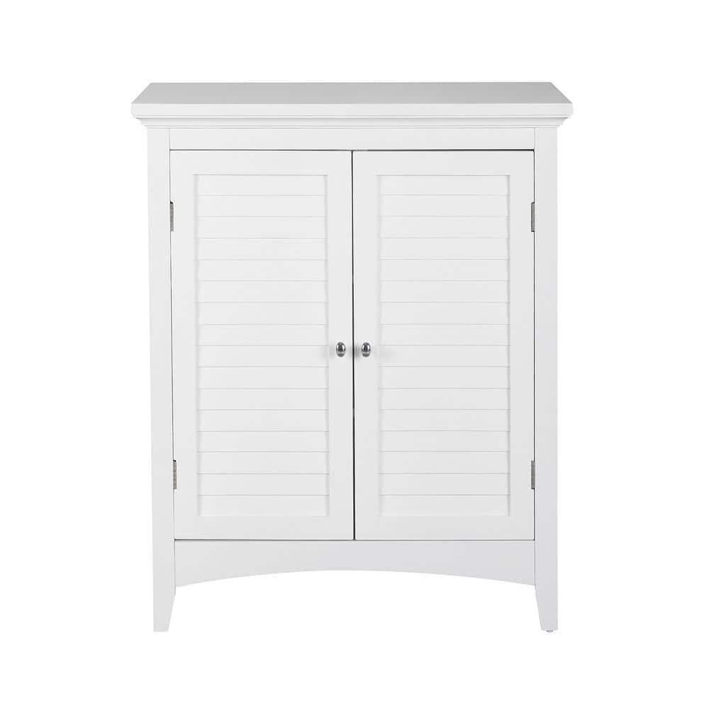 Teamson Home Simon 26 in W x 13 in D x 32 in H Bathroom Linen Storage Floor Cabinet with 2Shutter Doors in White