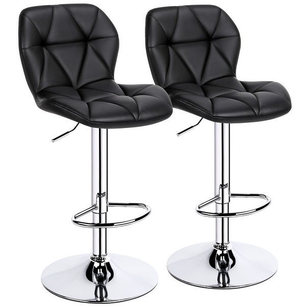 Yaheetech Adjustable Faux Leather Swivel Armless Bar Stool， Set of 2