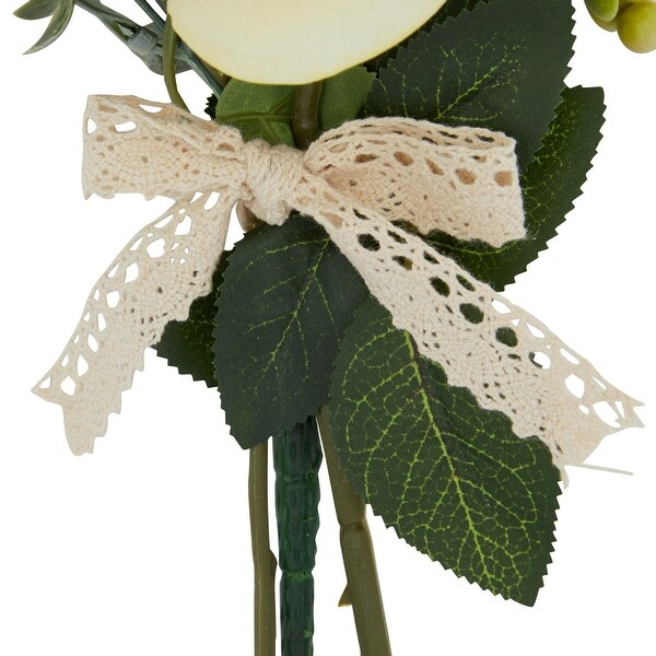 Yellow Rose and Eucalyptus Flower Bouquet，Artificial Floral Arrangement (14 x 7 In)