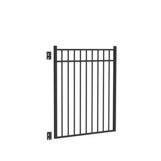 Barrette Outdoor Living Natural Reflections 4 ft. W x 4.5 ft. H Black Standard-Duty Aluminum Straight Pre-Assembled Fence Gate 73009471