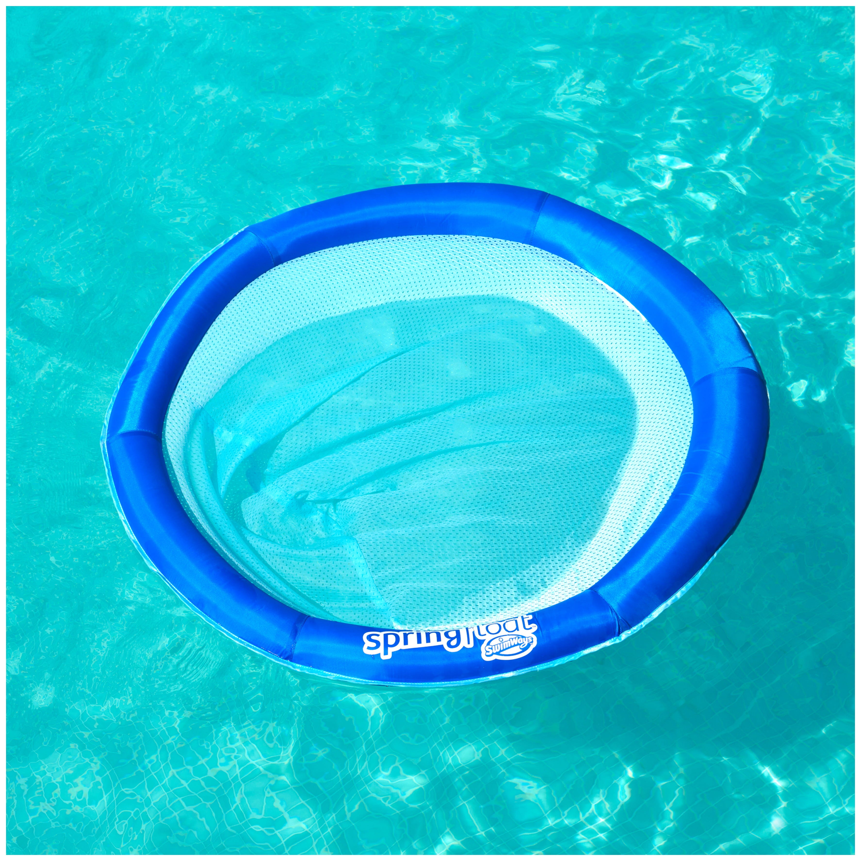 SwimWays Spring Float Papasan Pool Lounger with Hyper-Flate Valve, Inflatable Pool Float, Blue