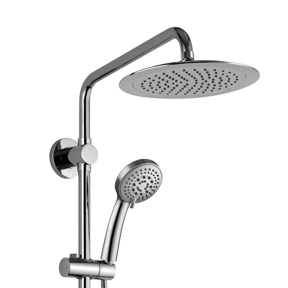 PULSE Showerspas Seabreeze 4-Spray Patterns with 1.8 GPM 8 in. Wall Mounted Dual Shower Heads with Mixing Valve in Brushed Nickel 1088-BN-1.8GPM-RIV