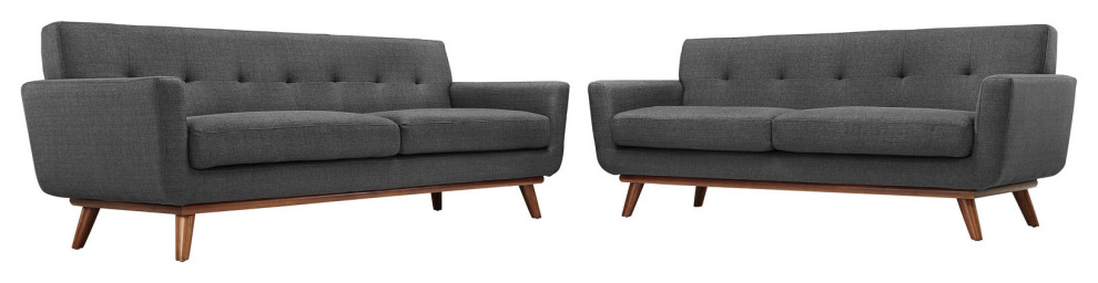 Gray Engage Loveseat and Sofa Set of 2   Midcentury   Living Room Furniture Sets   by Beyond Design  ampMore  Houzz