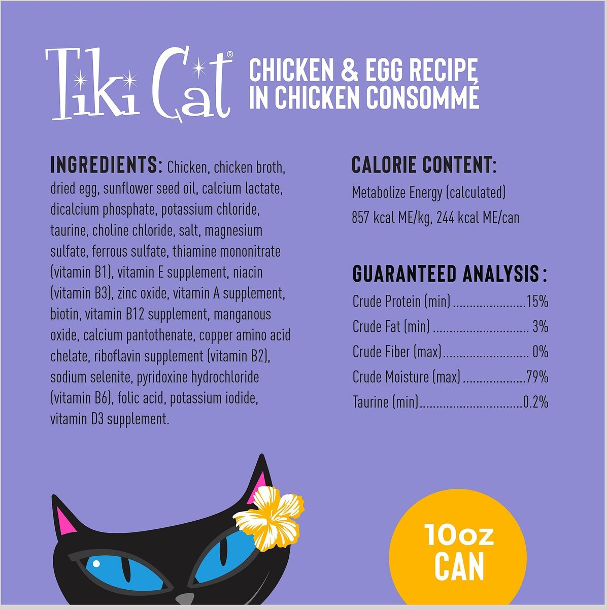 Tiki Cat Luau Chicken and Egg Recipe in Chicken Consommé Grain-Free Wet Cat Food， 10-oz， case of 4