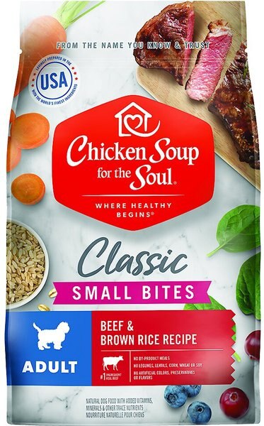 Chicken Soup for the Soul Small Bites Beef and Brown Rice Recipe Adult Dry Dog Food