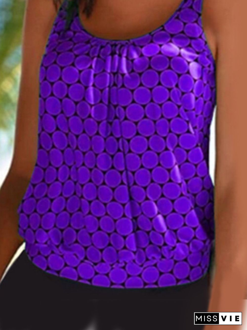 Ladies Cover Belly To Look Slim Slim Polka Dot Print Tankini Plus Size