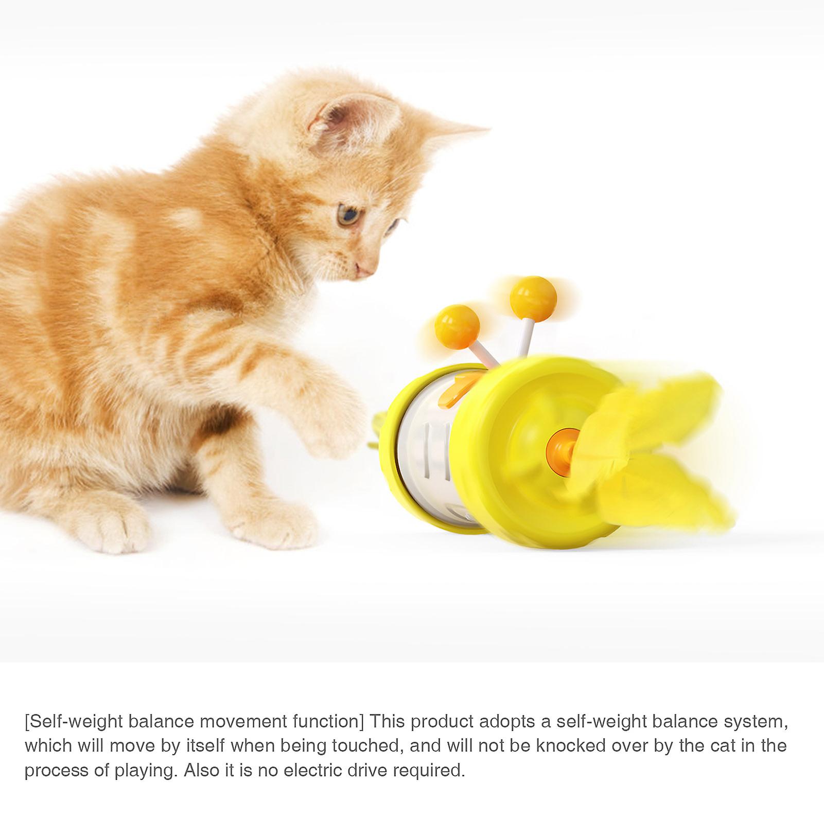 Multi-function Cat Toy Combines Sel Weight Balance Movement Wthout Electricity Yellow