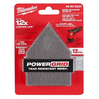 MW 3-34 in. 220-Grit Mesh Sanding Sheets (12-Pack) for M12 FUEL Orbital Detail Sander 48-80-5220