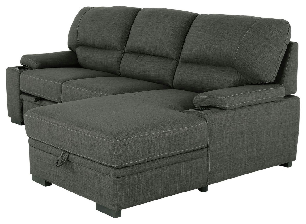 Gallo 2 Piece Sectional Sleeper Sofa With Storage   Transitional   Sleeper Sofas   by Kolibri Decor  Houzz