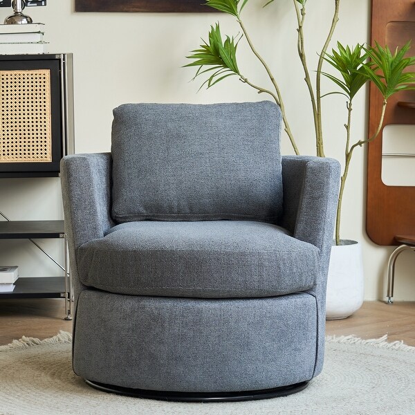 Swivel Barrel Chair，Comfy Round Accent Sofa Chair for Living Room，360 Degree Swivel Barrel Club Chair