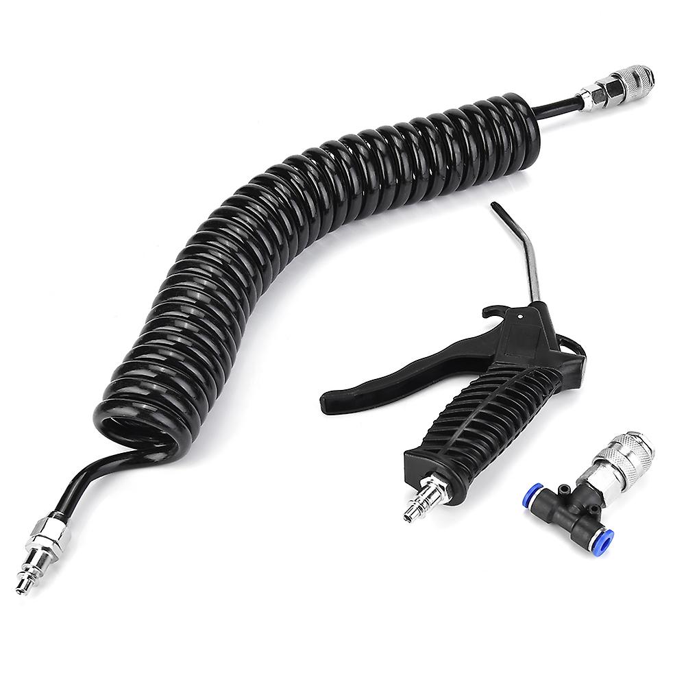 Black Air Duster Gun Pneumatic Wind Blowing Kit Set With Small Eu Connector   Pu Hose