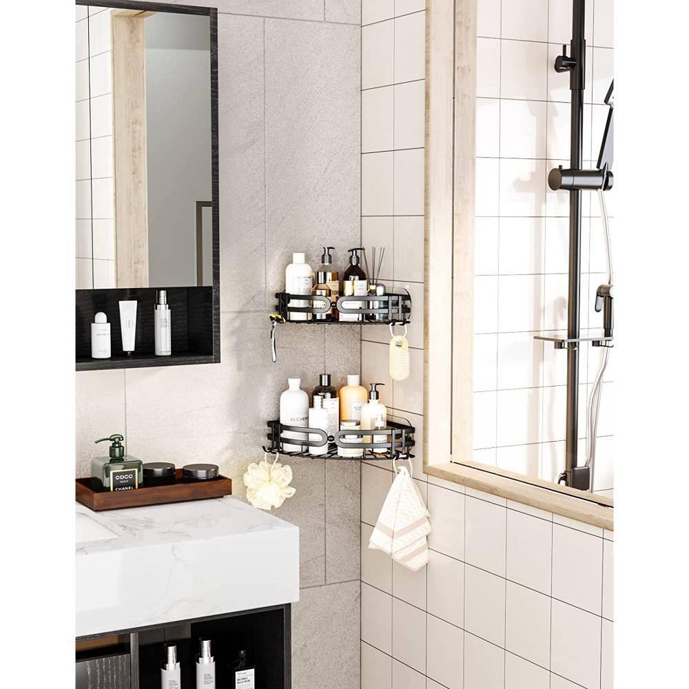 Dyiom Corner Shower Caddy with 8 hooks No Drilling Wall Mounted Shower Basket Organizer with 6 Adhesive Hooks 1686225453