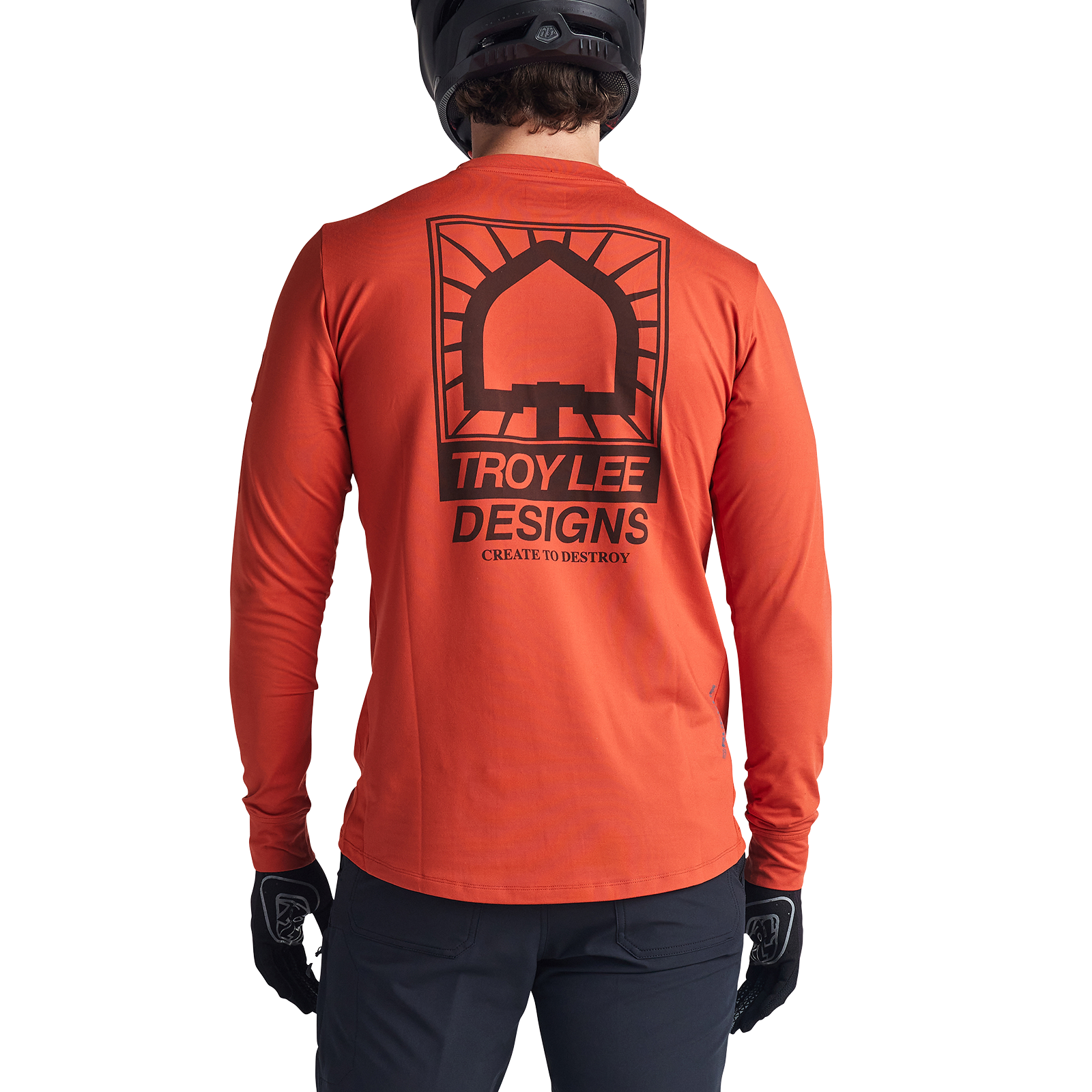 Troy Lee Designs Ruckus Long Sleeve Ride Tee - Bolts - Create To Destroy - Brick