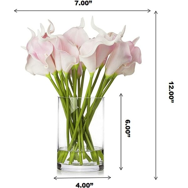 Enova Home 20 Pieces Real Touch Faux Calla Lily Artificial Flowers in Vase with Faux Water for Dining Table Decor，Wedding Event