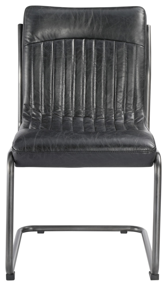 Ansel Dining Chair Onyx Black Leather M2   Industrial   Dining Chairs   by PARMA HOME  Houzz